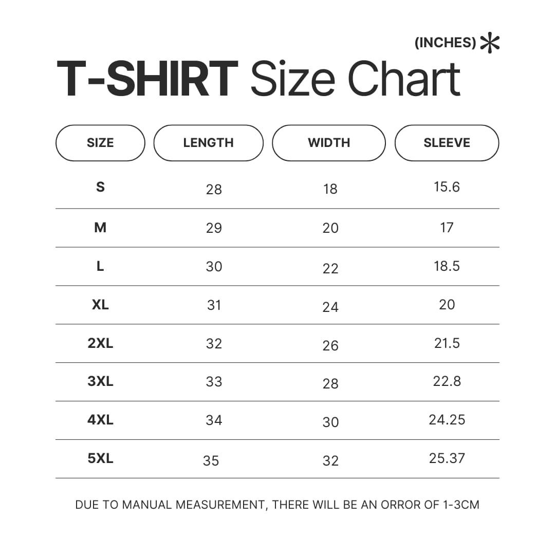 T shirt Size Chart - Juice Wrld Store